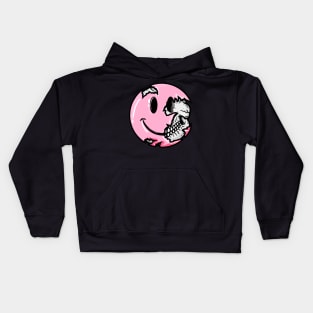 Creepy Pastel Goth Pink Smiley Face Skull Emoji Kids Hoodie